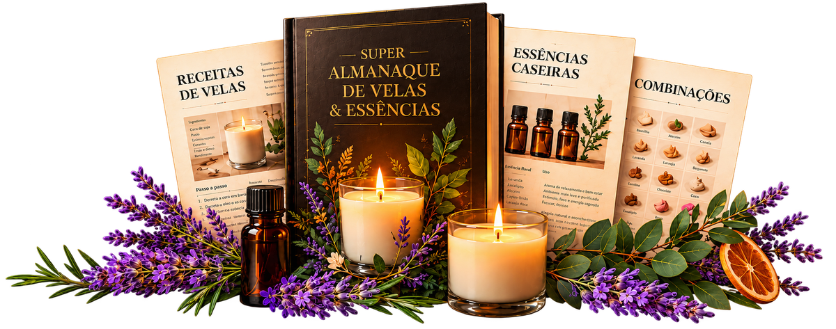 Super Almanaque de Velas & Essências — livro, velas e essências